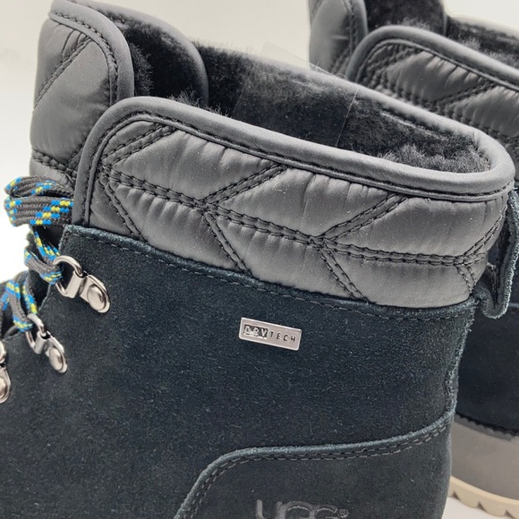 UGG Birch WP Black Suede Wool Laceup Wedge Boot - Picture 6 of 8